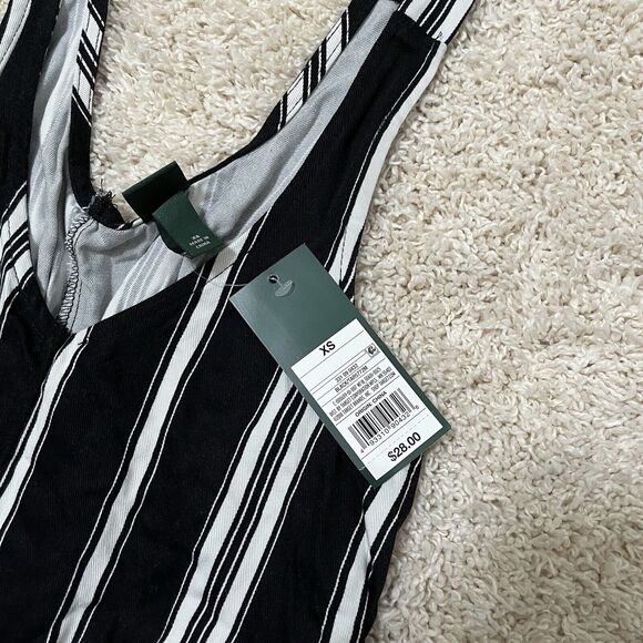 Wild Fable XS Black White Striped Plunge V Neck Layering Wide Leg Jumpsuit NWT - Picture 6 of 9